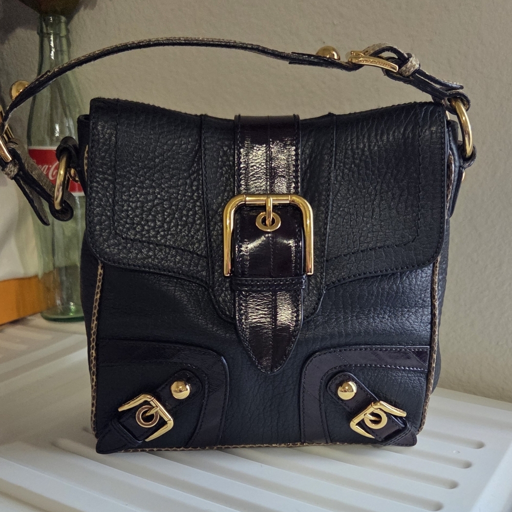 Dolce & Gabbana Miss Easy Way Satchel Leather Embossed Snakeskin Handle & Trim
